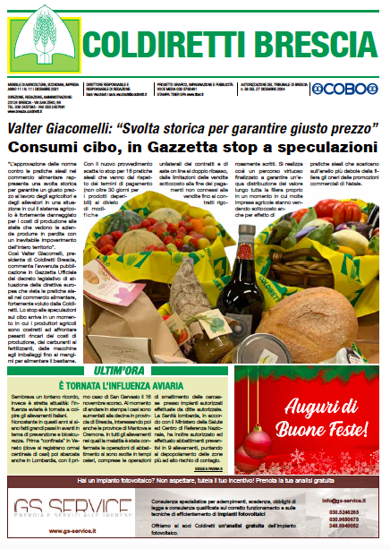 Periodico di Coldiretti Brescia dicembre 2021